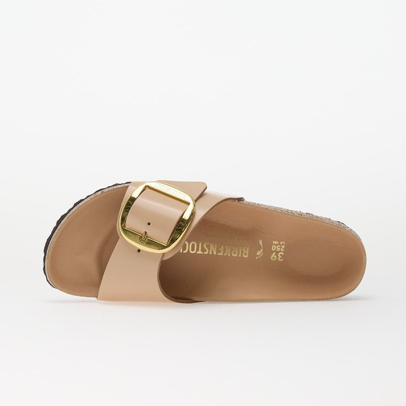 Birkenstock Madrid Big Buckle Natural Leather Patent Women High-Shine New Beige