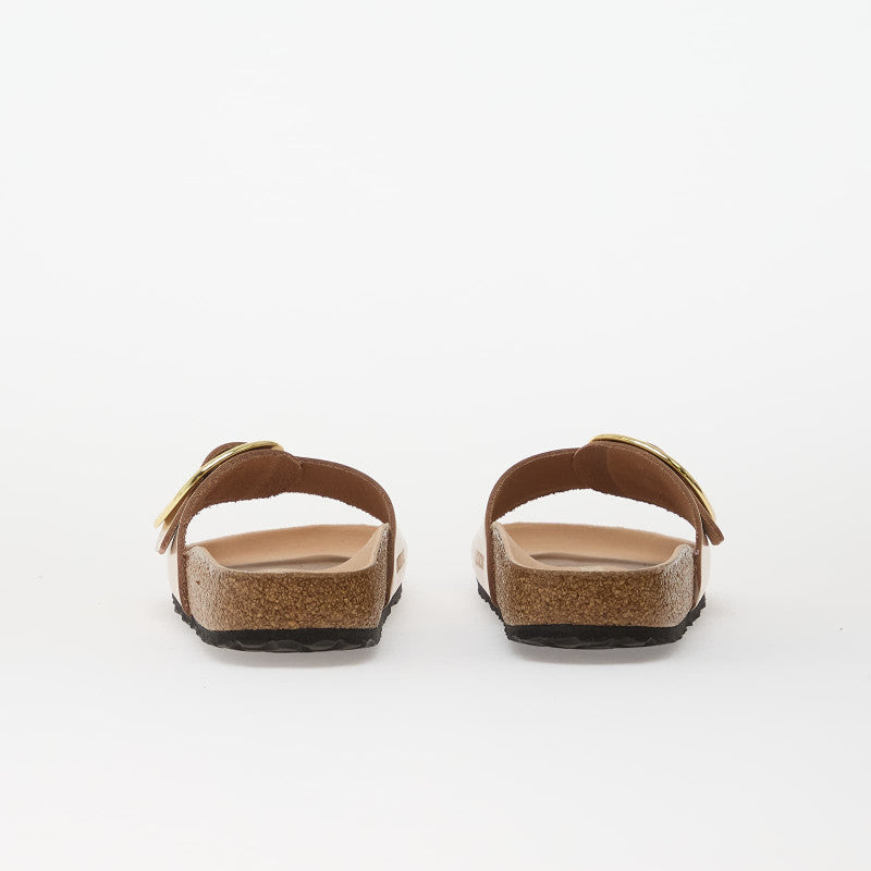 Birkenstock Madrid Big Buckle Natural Leather Patent Women High-Shine New Beige