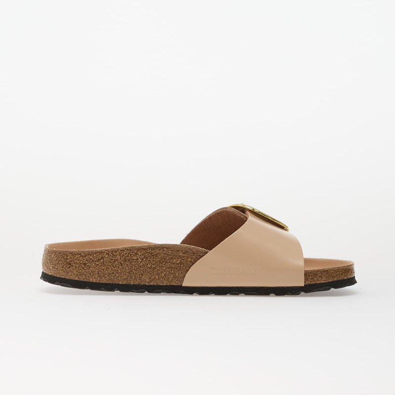 Birkenstock Madrid Big Buckle Natural Leather Patent Women High-Shine New Beige