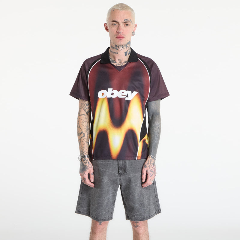 OBEY Blurred Soccer Jersey Burnt Red