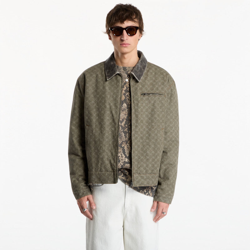 Daily Paper Fur Collar Monogram Workwear Jacket Army Green