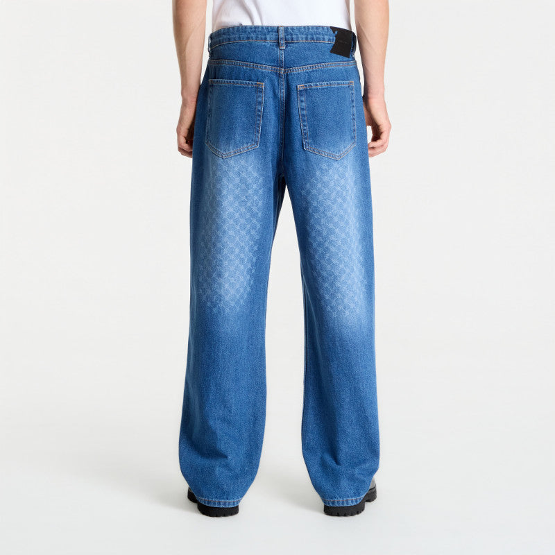 Jeansy Daily Paper Faded Monogram Amba Jeans Mid Blue