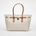 Michael Kors Hamilton Moderne Large Signature Logo Tote Bag Vanilla/ Acorn