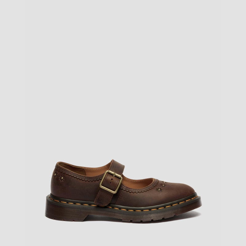 Dr. Martens MARY JANE FLOWER Dark Brown Crazy Horse