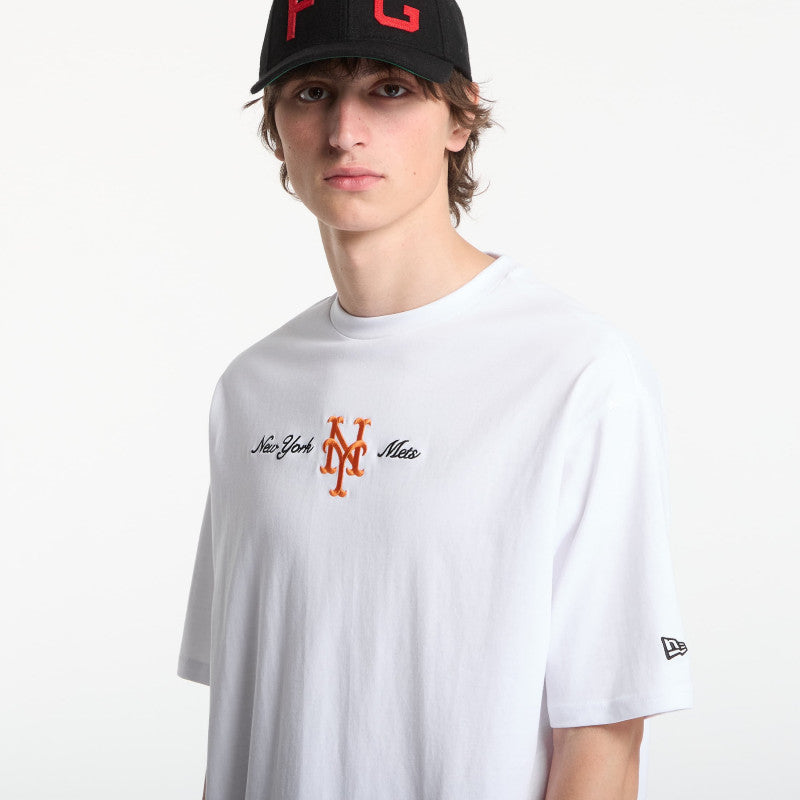 New Era MLB Script OS Tee New York Mets Optic White
