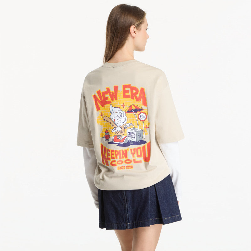 New Era Food Character Graphic OS Tee UNISEX Stone