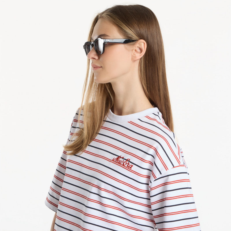 New Era Stripe OS Tee UNISEX White