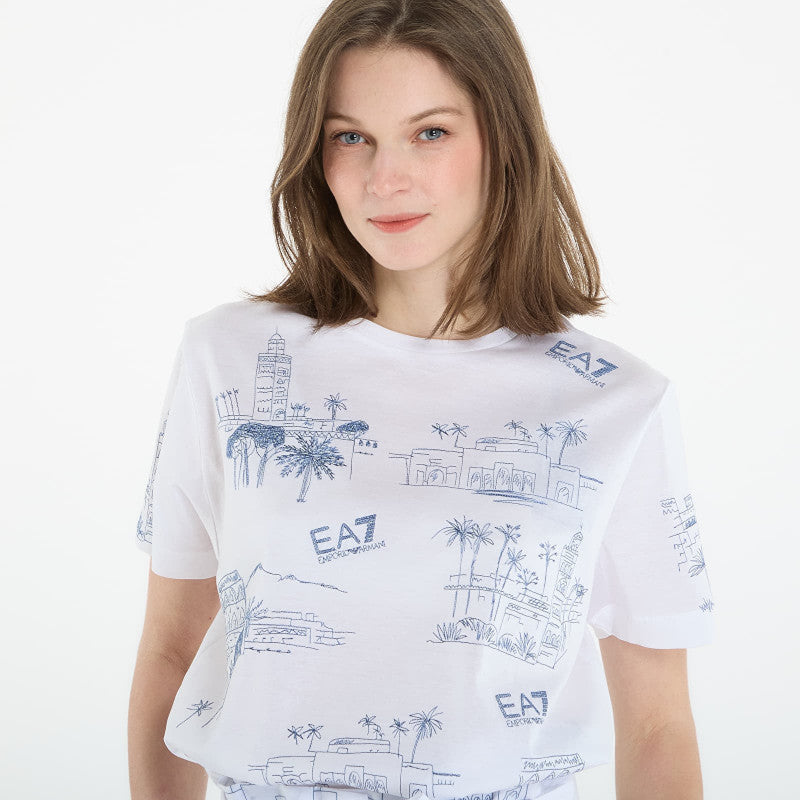 EA7 Emporio Armani Train Costa T-Shirt Fancy White Embro