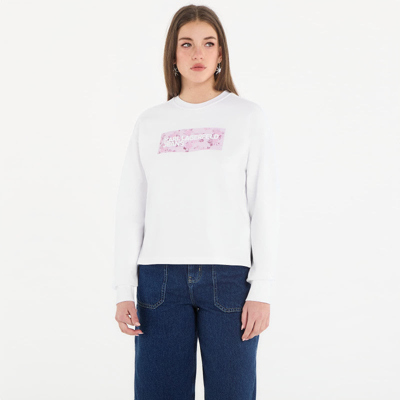 Karl Lagerfeld Jeans Reg Floral Logo Sweat White