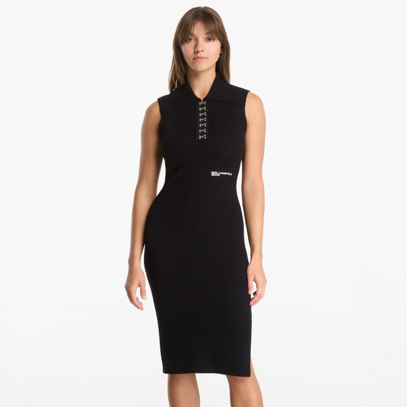 Sukienka Karl Lagerfeld Jeans Knit Collar Dress Black