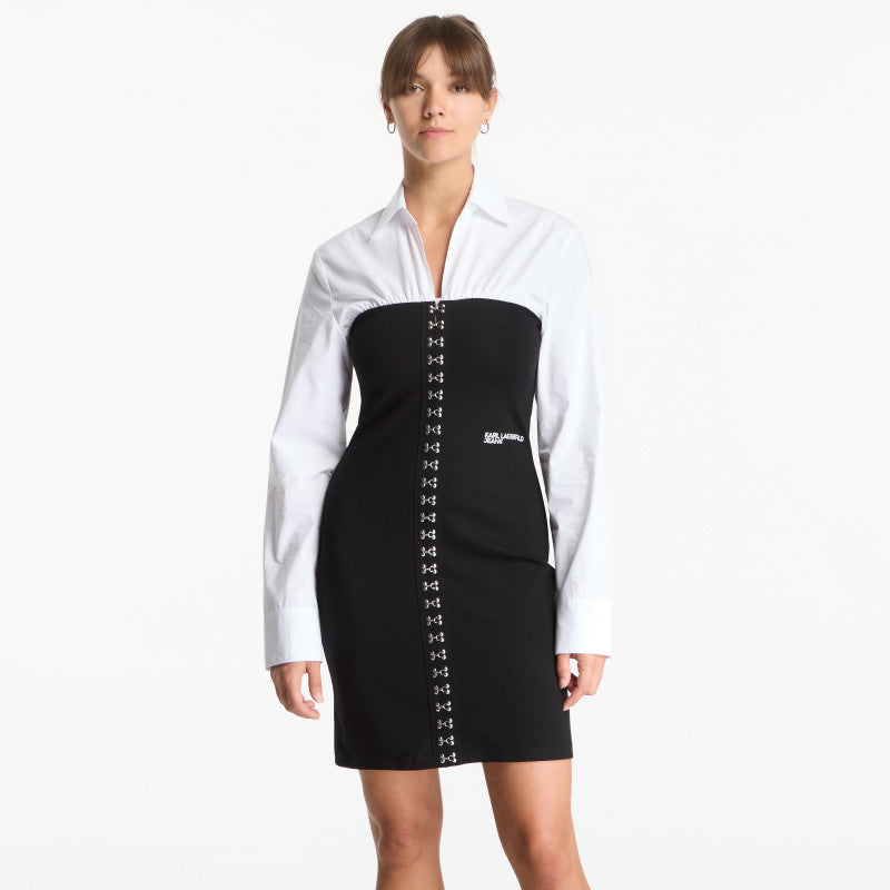 Sukienka Karl Lagerfeld Jeans Mixed Poplin Dress Black