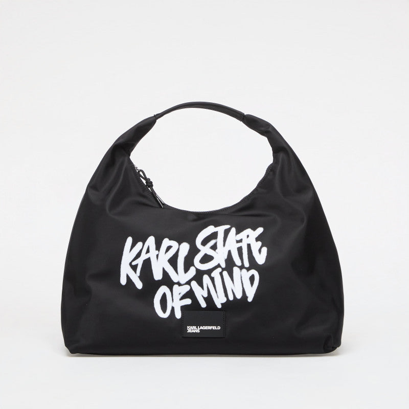 Karl Lagerfeld Jeans Slouchy Tote Quote Print Black