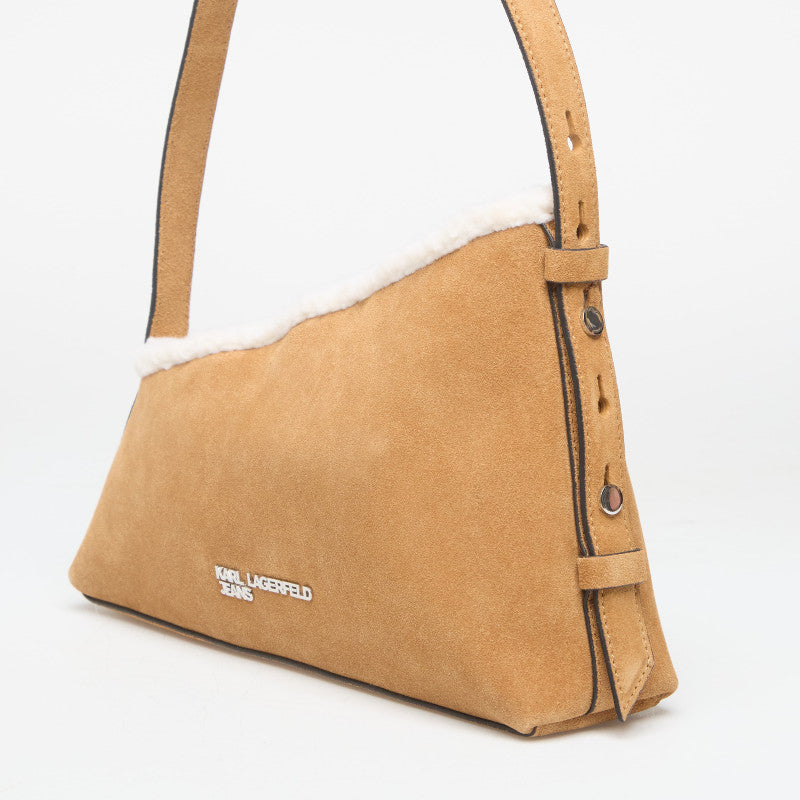 Karl Lagerfeld Jeans Geo Suede Shoulder Bag Fur Brown