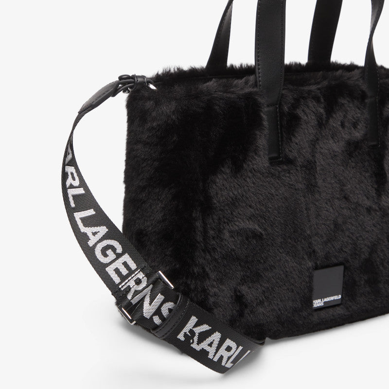 Karl Lagerfeld Jeans Box Logo Mini Tote Furry Black