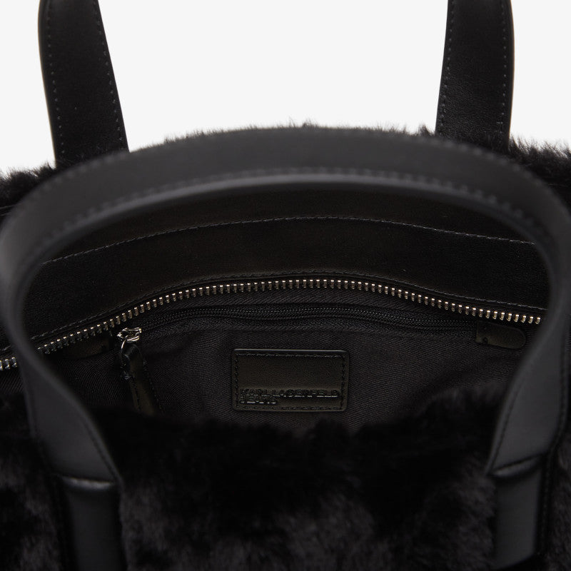Karl Lagerfeld Jeans Box Logo Mini Tote Furry Black