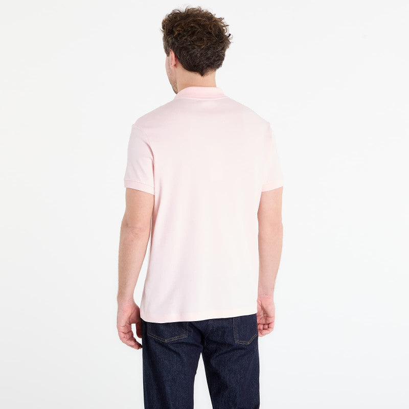 LACOSTE Short Sleeved Ribbed Collar Shirt Flamingo