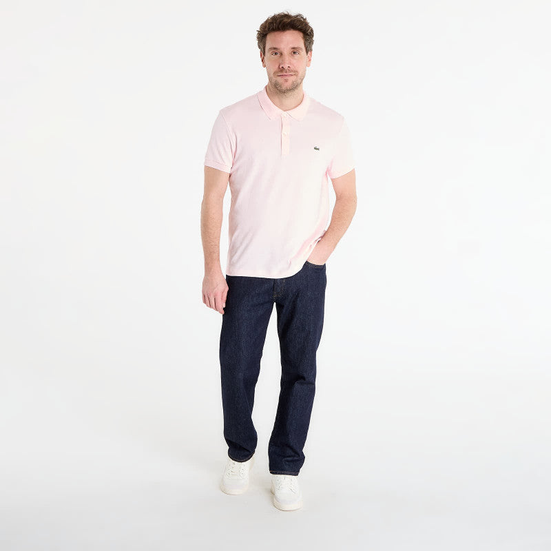 LACOSTE Short Sleeved Ribbed Collar Shirt Flamingo