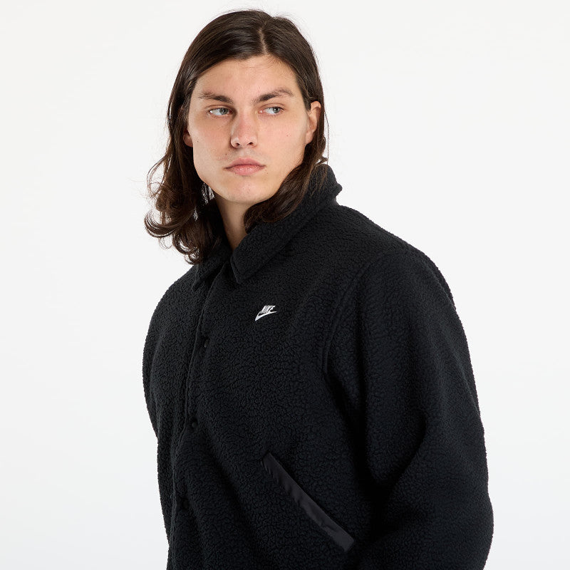 Nike Sportswear Club Men's High-Pile Fleece Coaches Jacket Black/ White