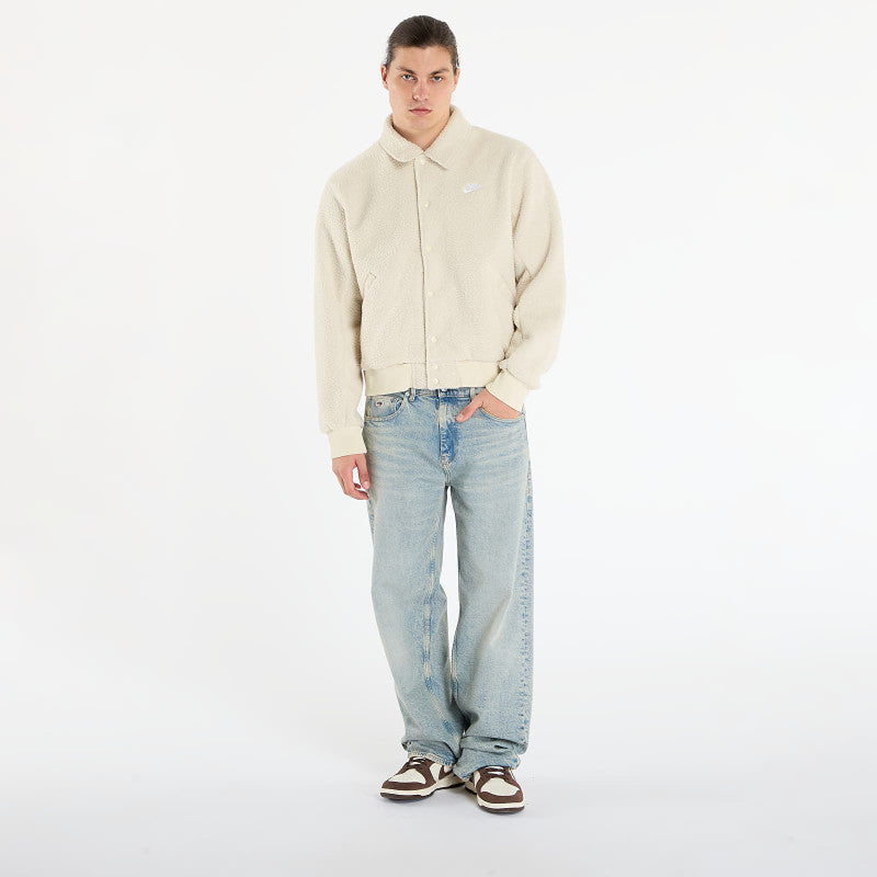 Nike Sportswear Club Men's High-Pile Fleece Coaches Jacket Lt Khaki/ White
