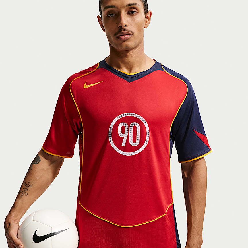 Nike Total 90 Men's Dri-FIT Soccer Jersey Gym Red/ Midnight Navy/ University Gold