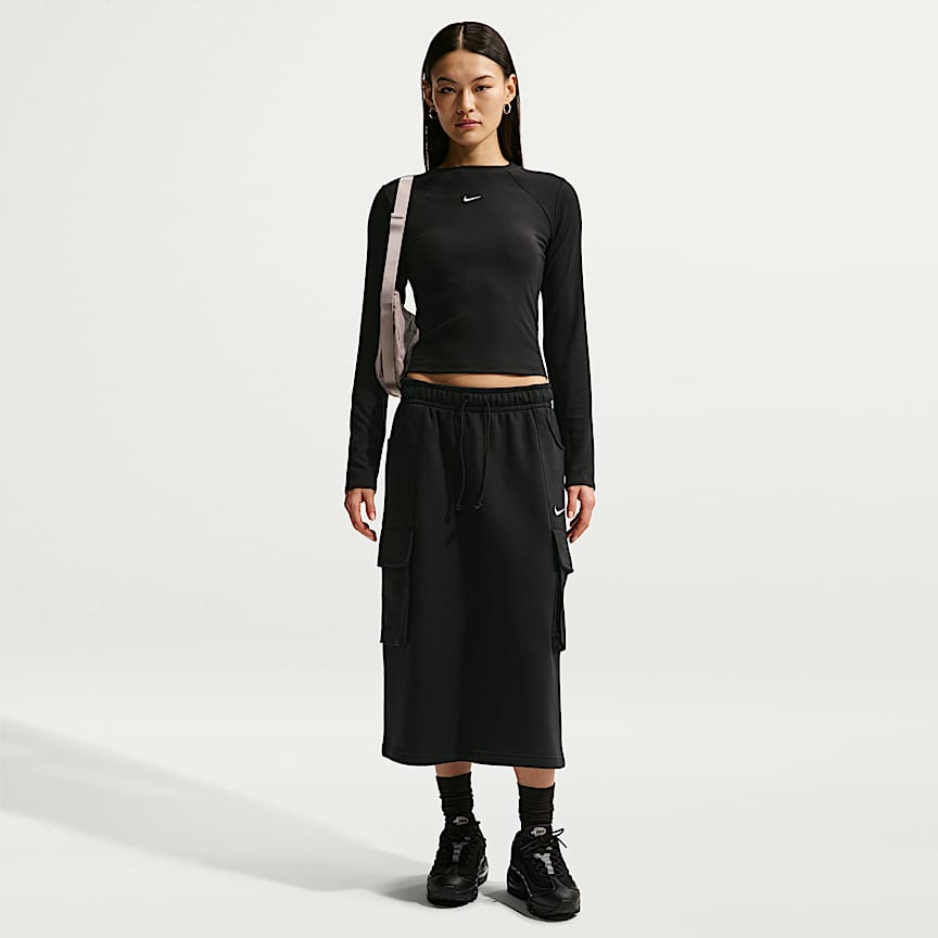 Nike Sportswear Chill Knit Women's Tight Long-Sleeve Ribbed Top Black/ Sail