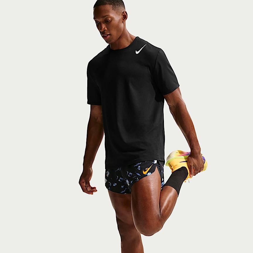 Nike AeroSwift Glam Men's Dri-FIT ADV 2" Brief-Lined Running Shorts Black/ Laser Orange