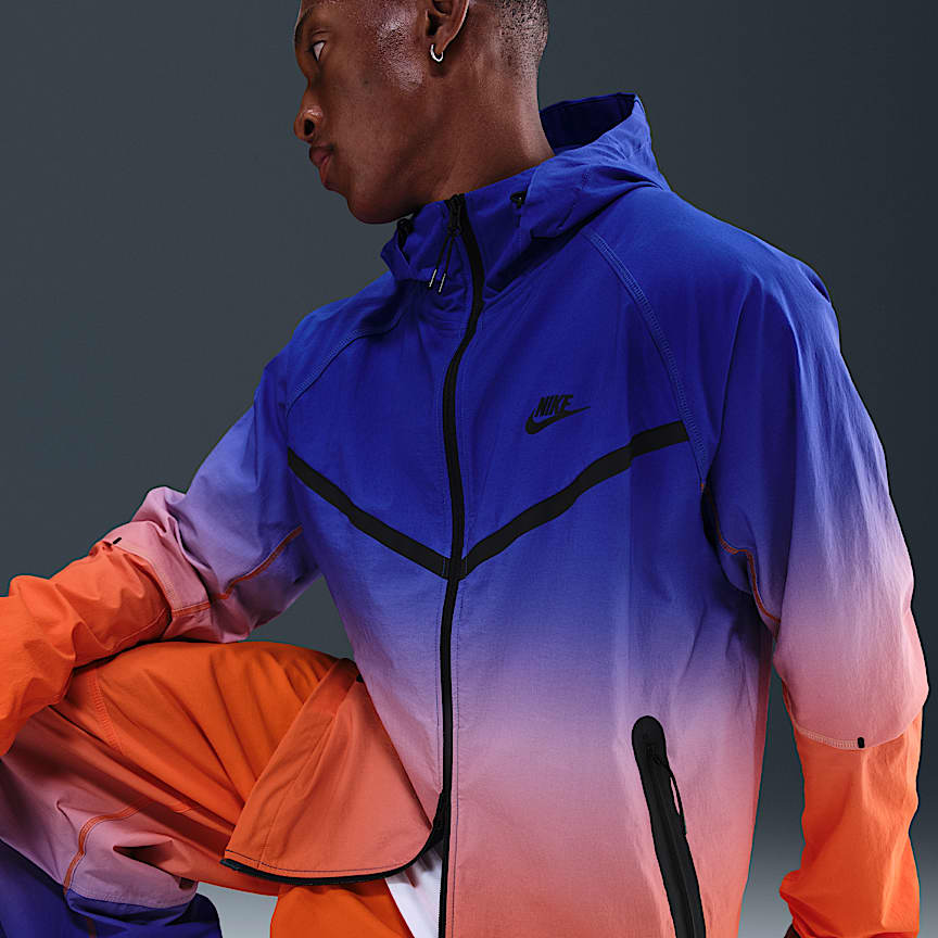 Nike Tech Men's Woven Full-Zip Jacket Game Royal/ Safety Orange