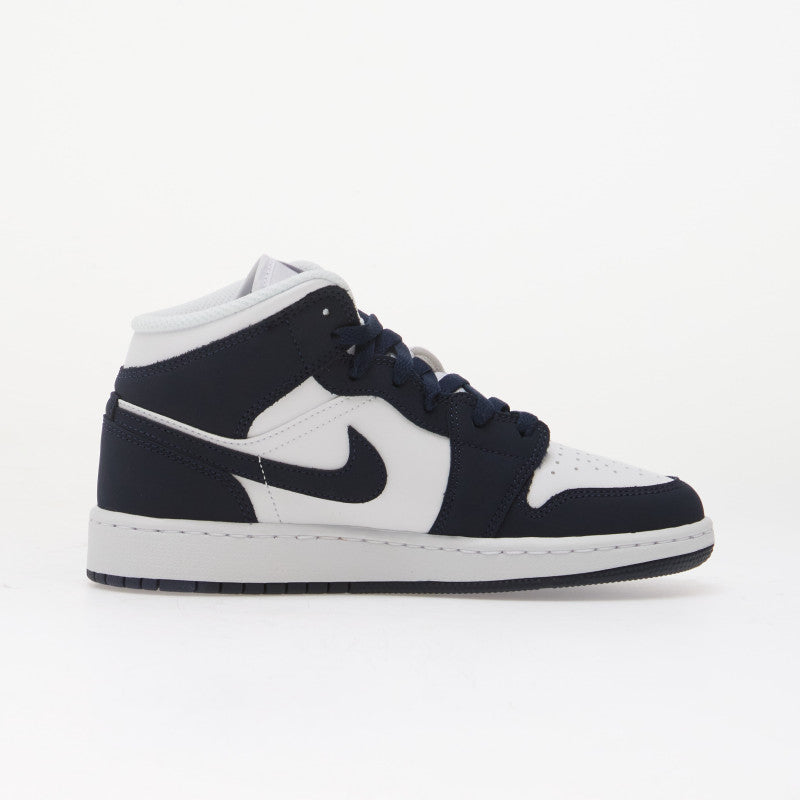 Air Jordan 1 Mid Kids Obsidian/ Obsidian-White-Grey Fog