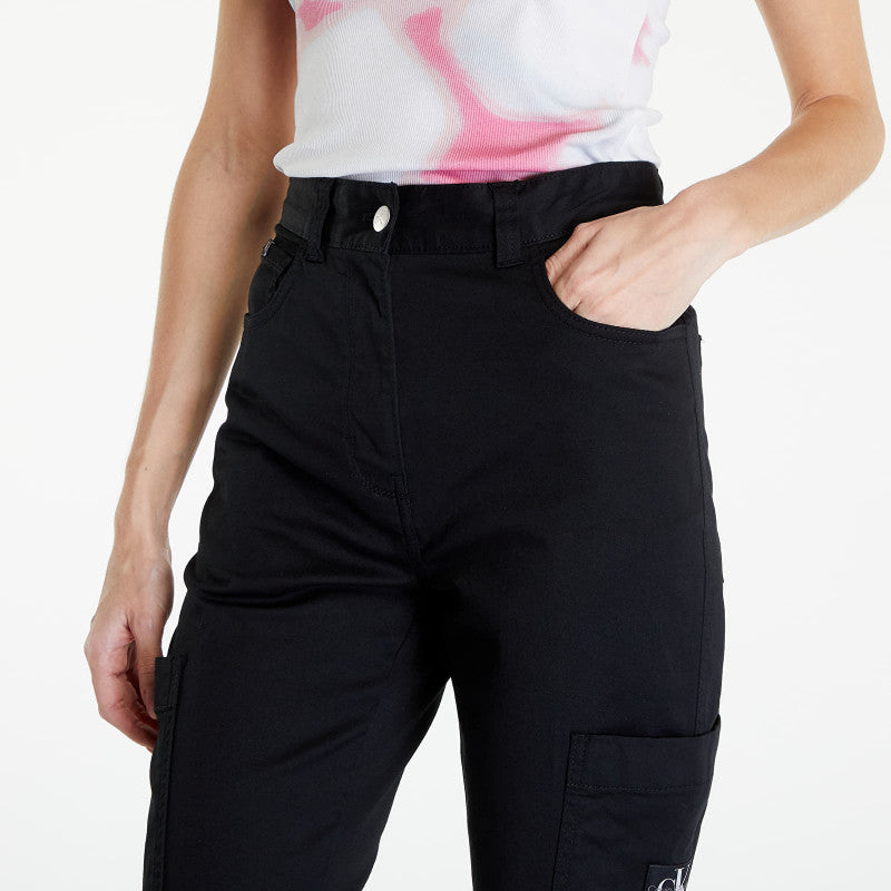 Calvin Klein Jeans Woven Label High Rise Straight Pant Black
