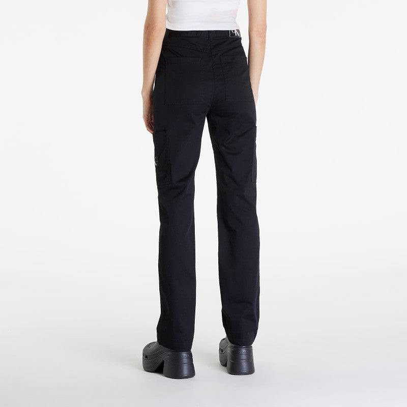 Calvin Klein Jeans Woven Label High Rise Straight Pant Black