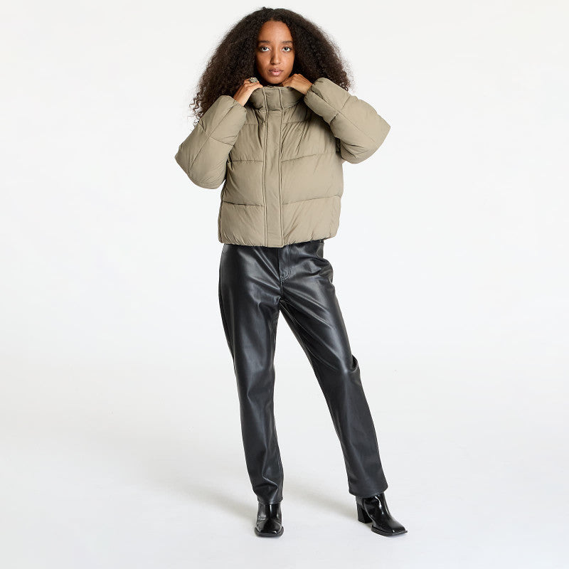 Calvin Klein Jeans Logo Short Hooded Puffer Jacket Gray