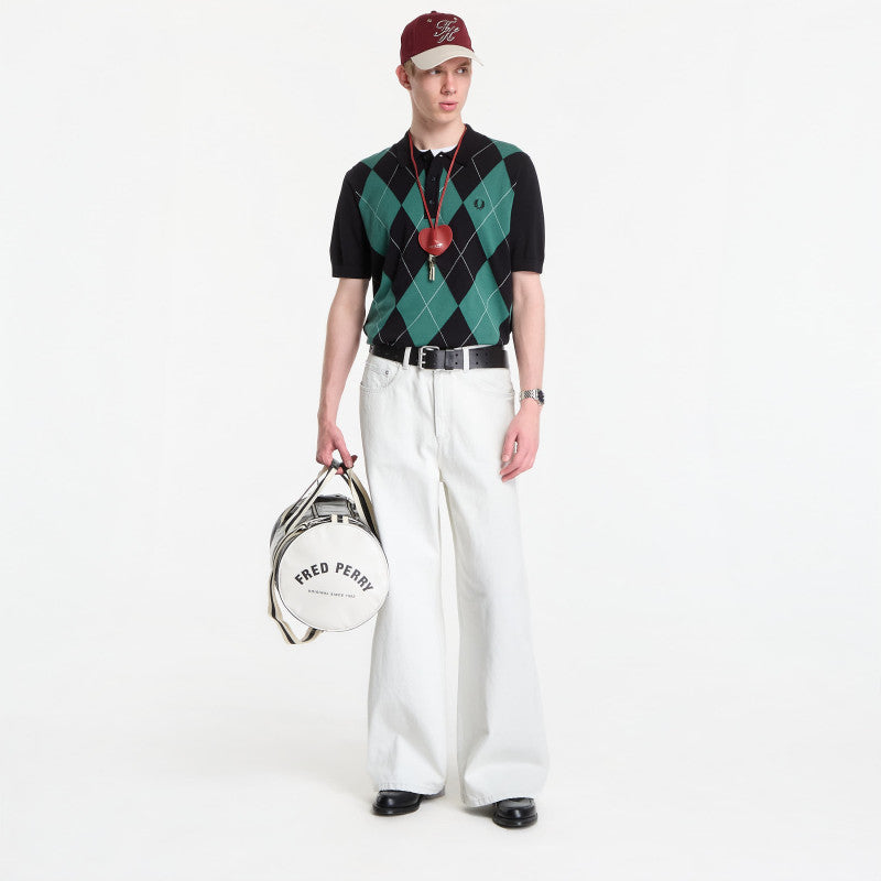 Fred Perry Argyle Knitted Shirt Black