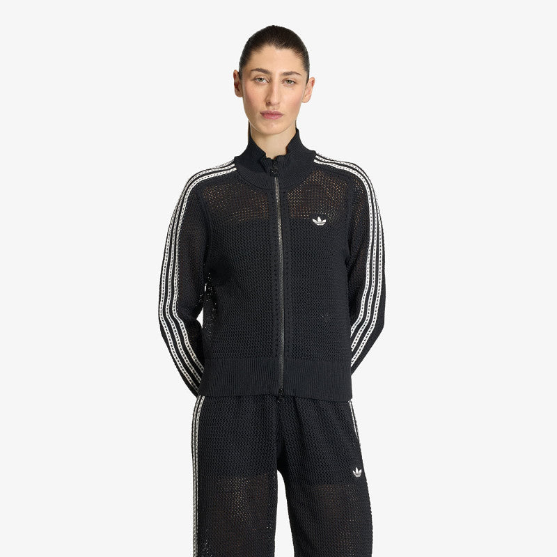 adidas Knitted Crochet Firebird Track Top Black