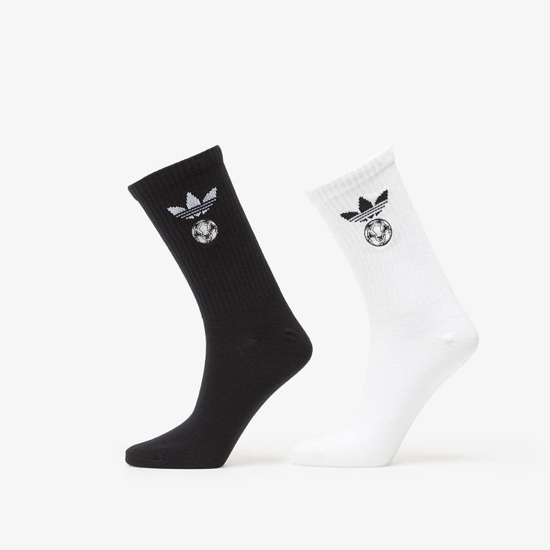 adidas Football Embroidered Crew Socks 2 Pairs White/ Black