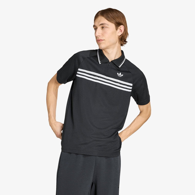 adidas Chest Stripes Slim Polo Black