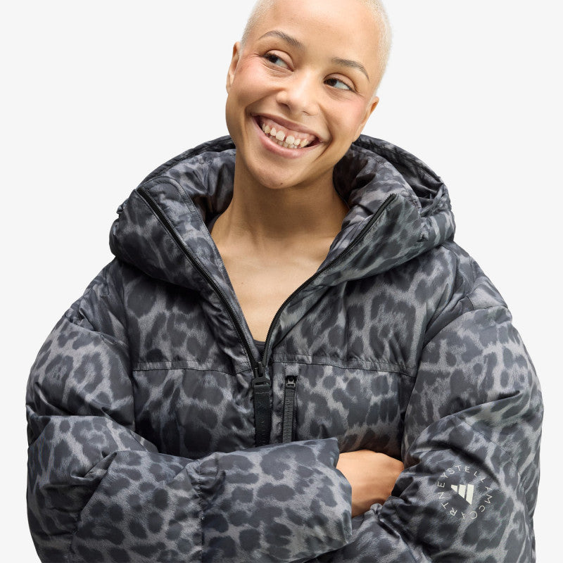 puchowa adidas by Stella McCartney Short Padded Winter Jacket Printed Dove Grey/ Carbon