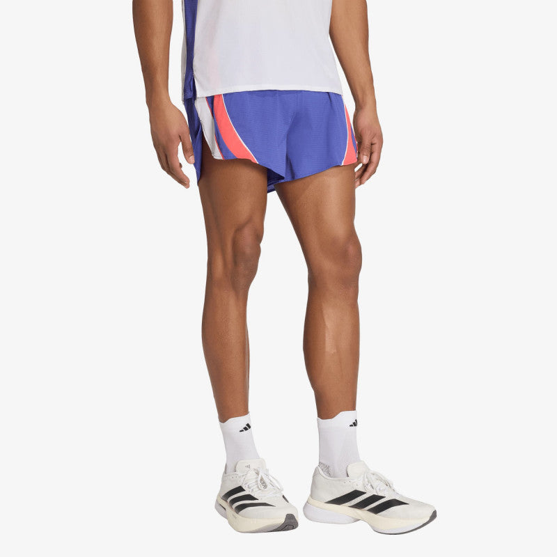 adidas ADIZERO Archive Running Shorts Dual Indigo/ Semi Lucid Red/ White