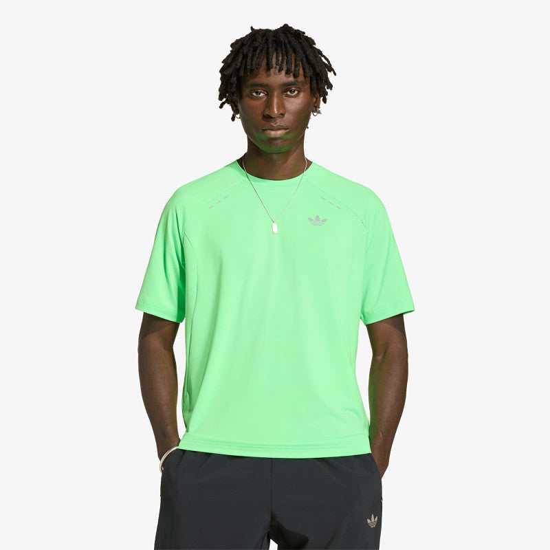 adidas Tech Trefoil Essentials Polyester T-Shirt Screaming Green