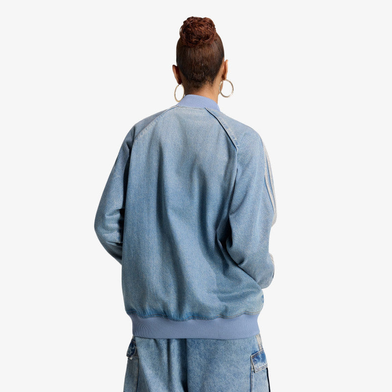 adidas SST Oversized Denim Tracktop Worn Blue Denim