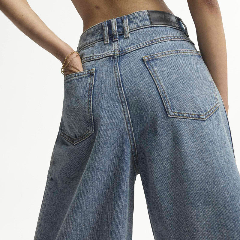 adidas Mid Rise Denim Jorts Worn Blue Denim
