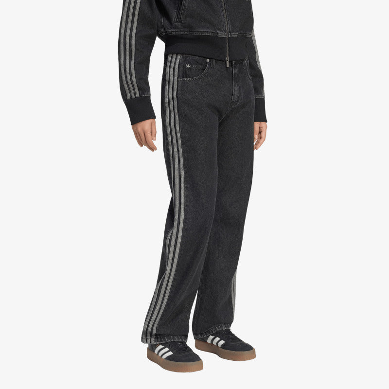 Jeansy adidas Firebird Mid Rise Straight Denim Pant True Black Denim