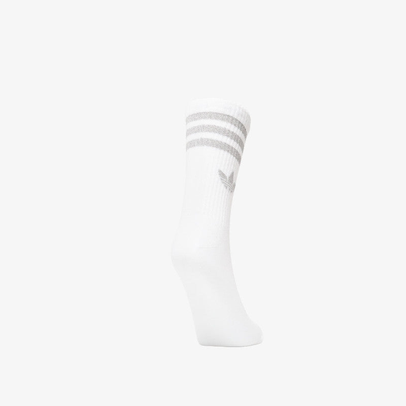 adidas 3 Stripes Glitter Crew Socks 3-Pack White/ Silver Met./ Black