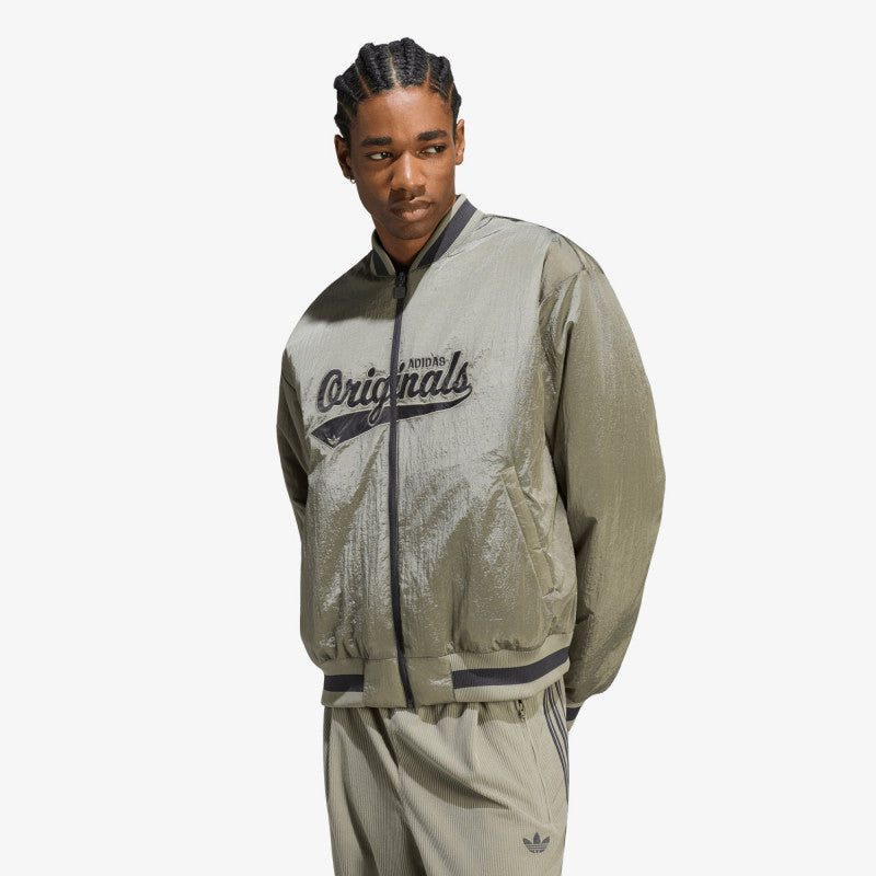 adidas Shiny Originals Bomber Jacket Silver Pebble
