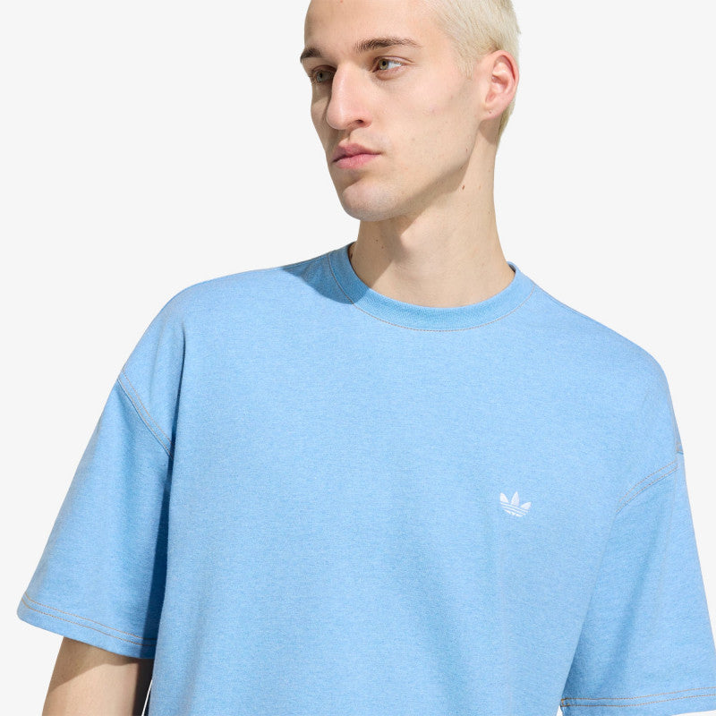 adidas Trefoil Essentials Melange Loose Cropped TEE Light Blue Mel