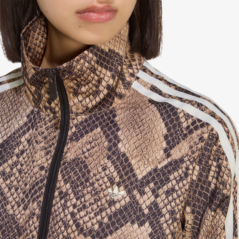 adidas Satin Snake Print Firebird Track Jacket Linen/ Magic Beige