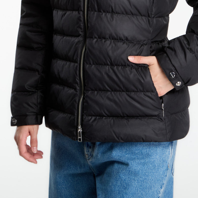 Calvin Klein Satin Lw Short Puffer With Fur Black