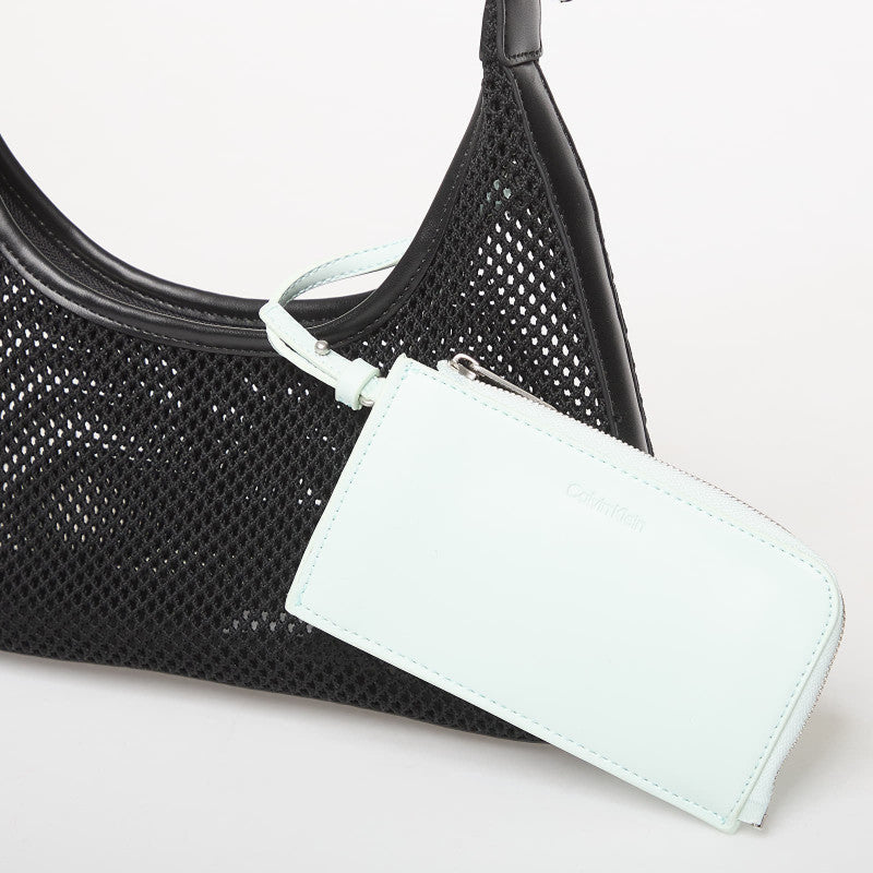 Calvin Klein Emblem Mesh Shoulder Bag Black