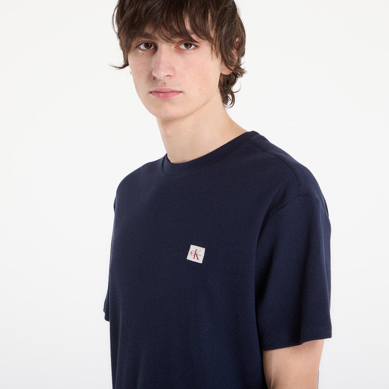 Calvin Klein Jeans Ss Waffle Badge Crew Tee Blue