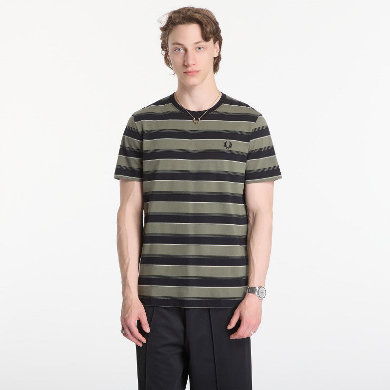 Fred Perry Fine Stripe T-Shirt Green
