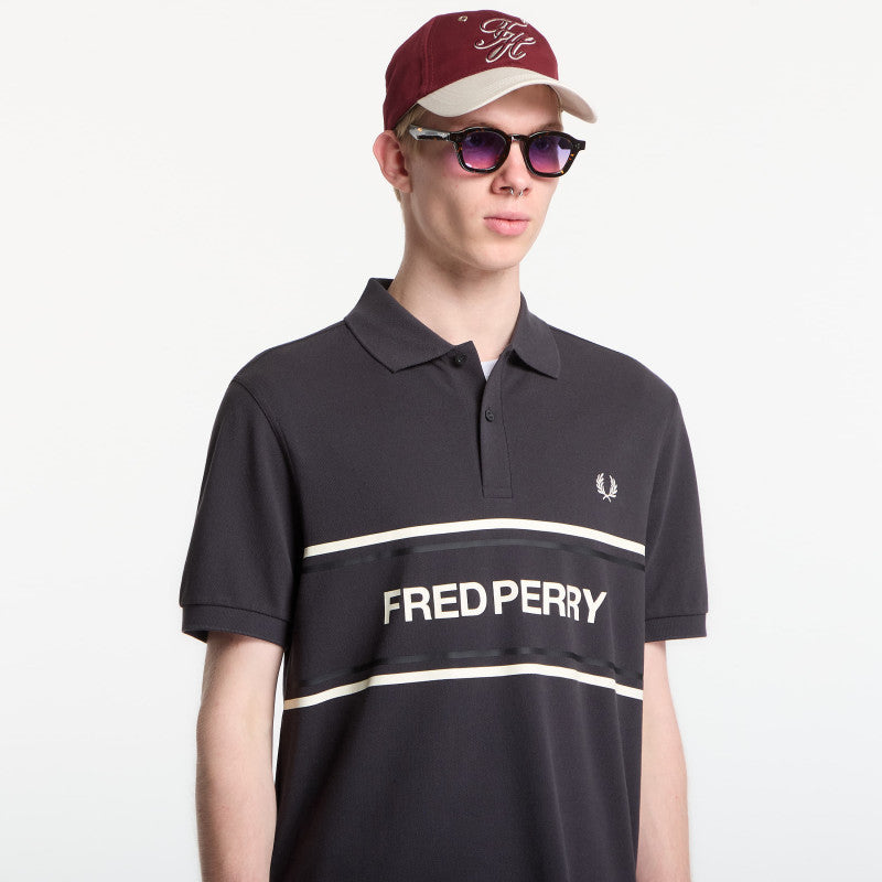Fred Perry Fred Perry Graphic Polo Shirt Anchor Grey